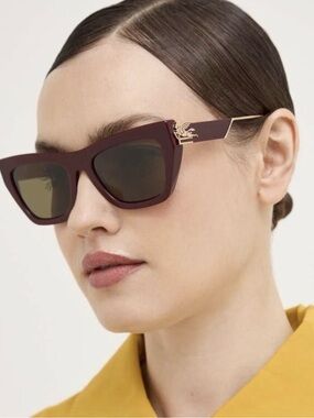 NWT Etro 0028/S Bold Pegaso Burgundy Plum Sunglasses Made in Italy